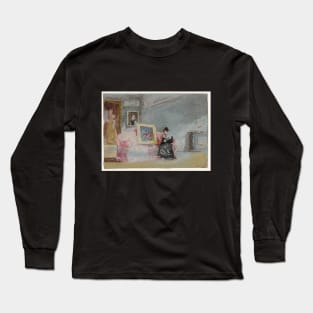 A Lady in a Black Silk Dress Seated on a Pink Sofa, 1827 Long Sleeve T-Shirt